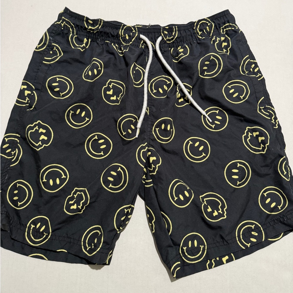 valor brand swim trunks‎ shirts, black, smiley face aop, men's medium #1401